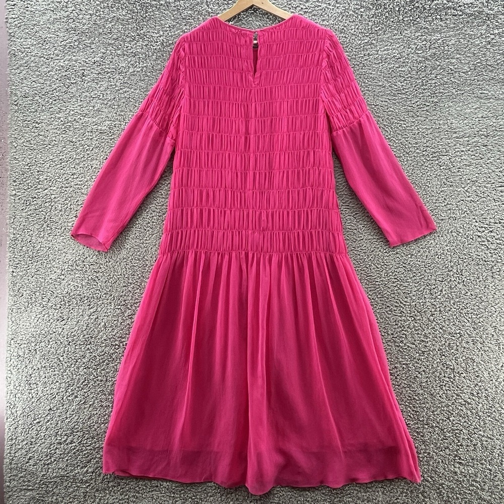 AYR Dress Womens Small Pink The Something Special Silk Relaxed Smocked Midi - Picture 8 of 13